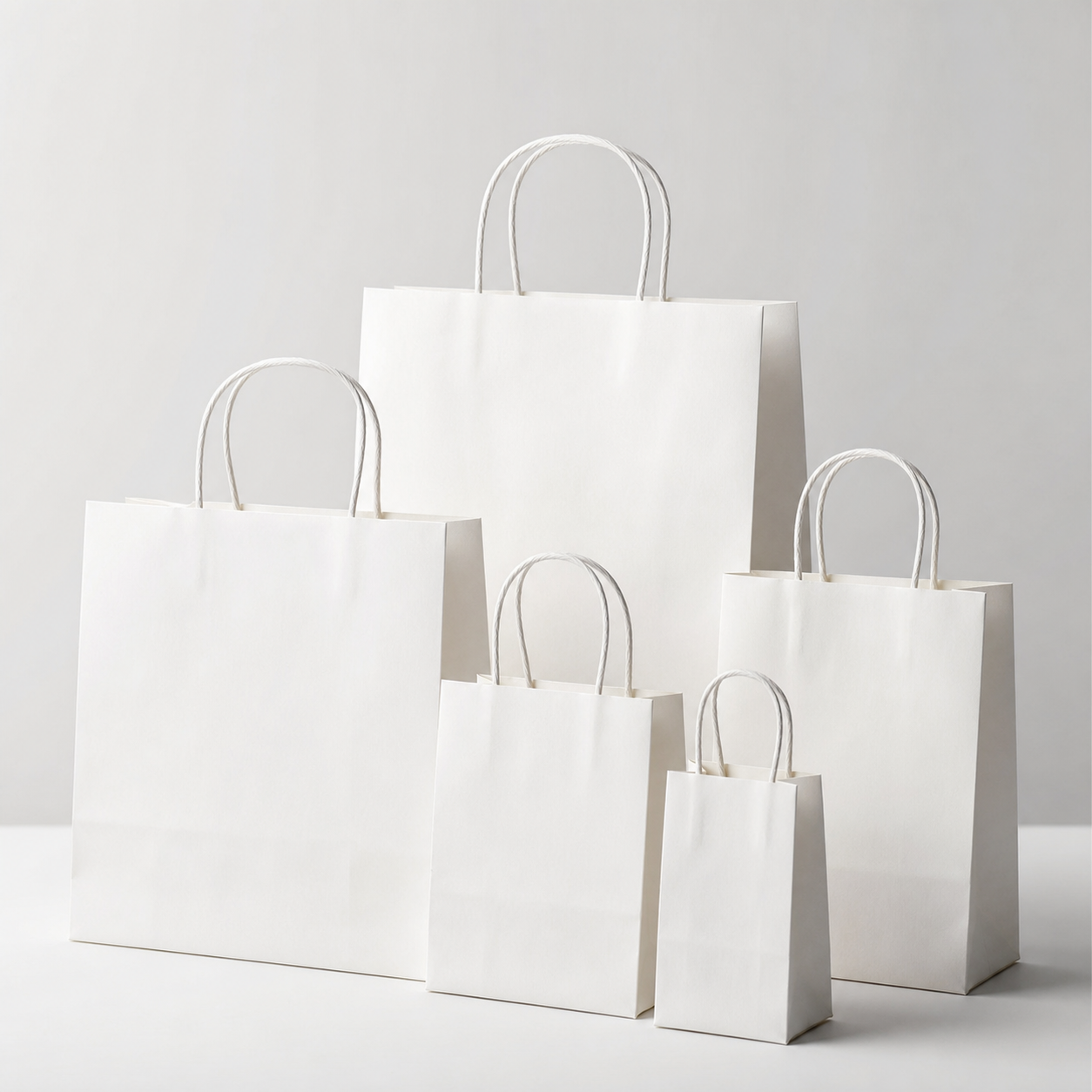 Produktbeispielbild für individuelle weiße Kraftpapiertragetaschen