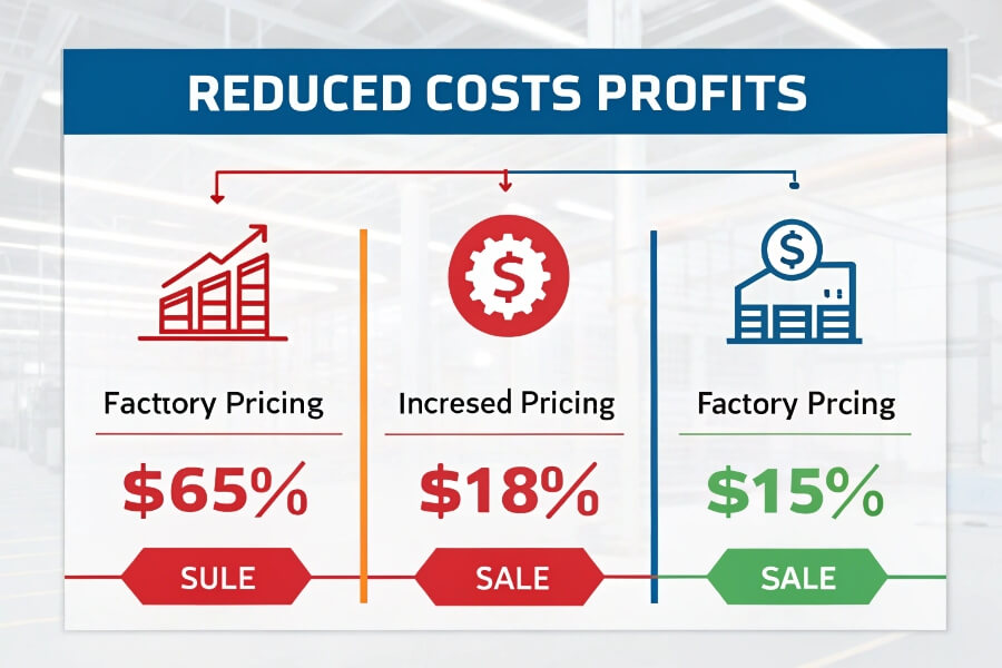 Graph showing reduced costs and increased profits with factory pricing