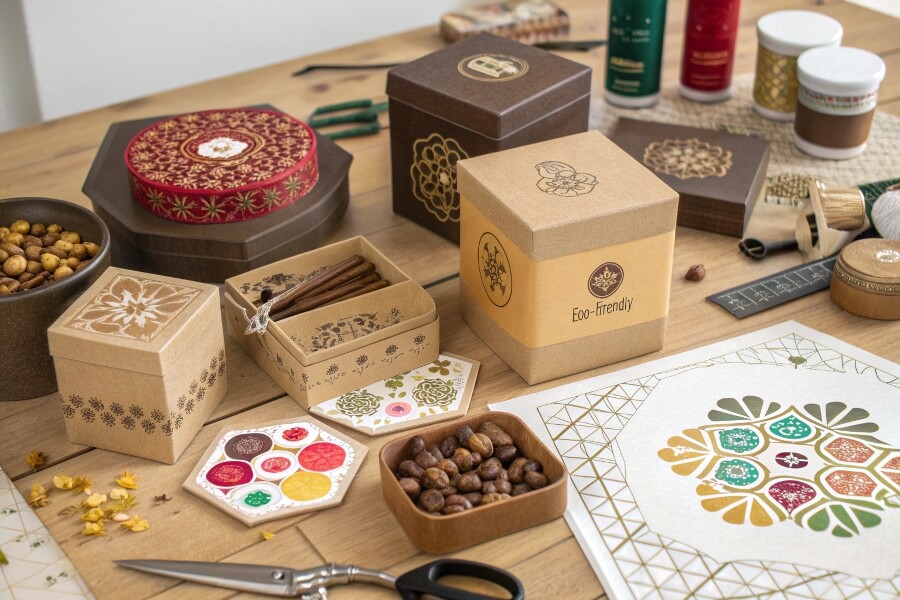 Customized packaging designs in various styles and colors