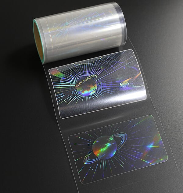 Examples of customized holographic overlays with company logos